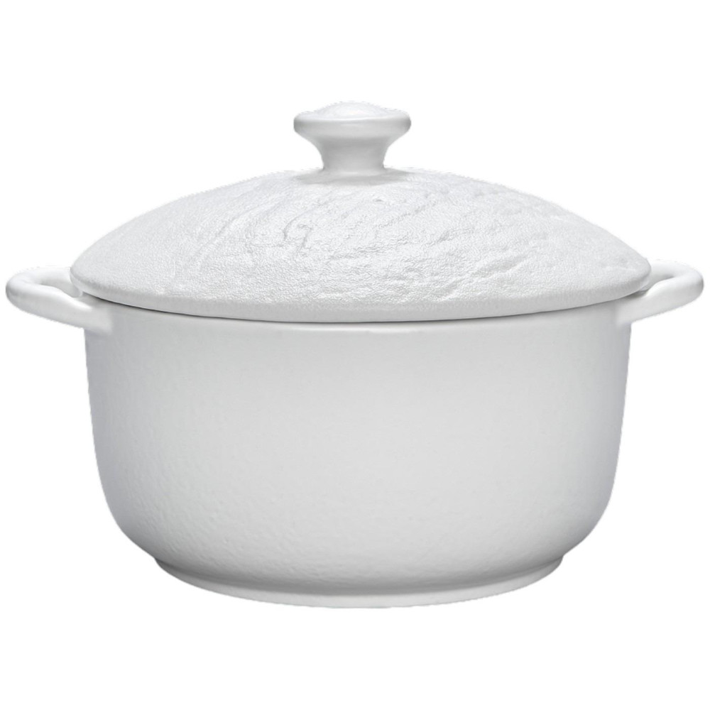  Каструлька порційна кругла з кришкою біла Whitestone 600 мл 14x7 см Wilmax WL-661540 / A