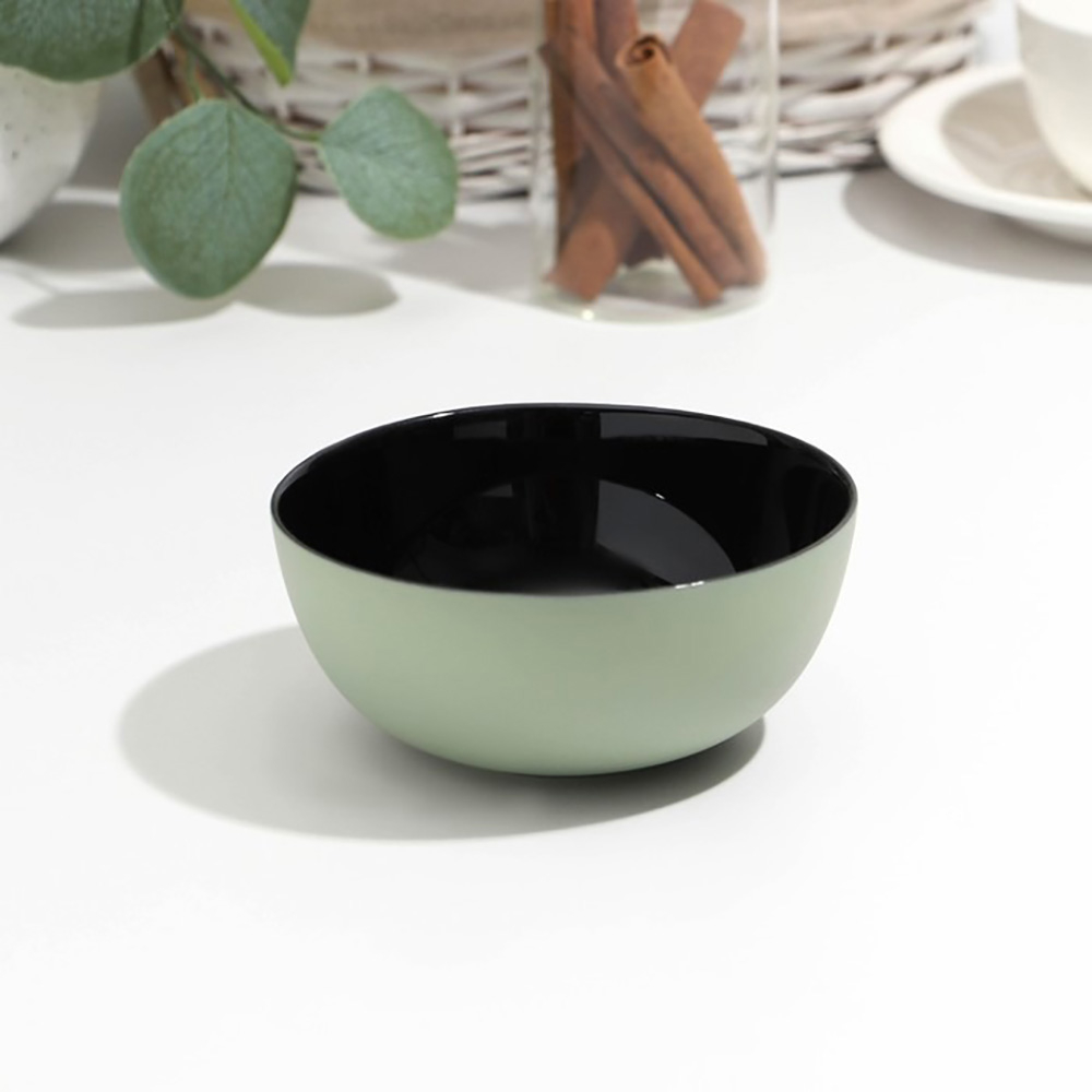  Салатник круглий чорний з зеленим Vicky soft green 550 мл 14 см Luminarc, France