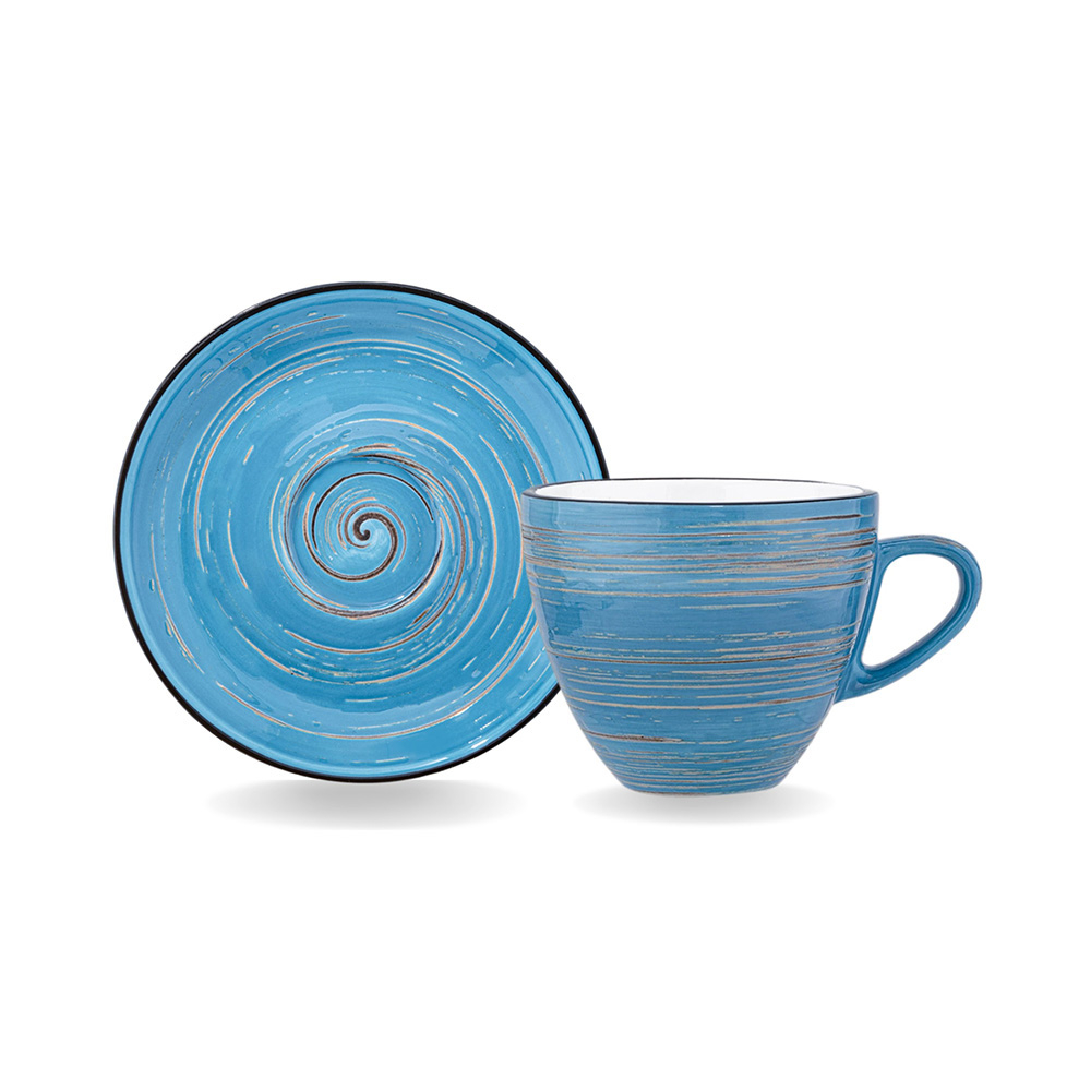  Чашка для кави з блюдцем Spiral blue 190 мл Wilmax WL-669636 / AB