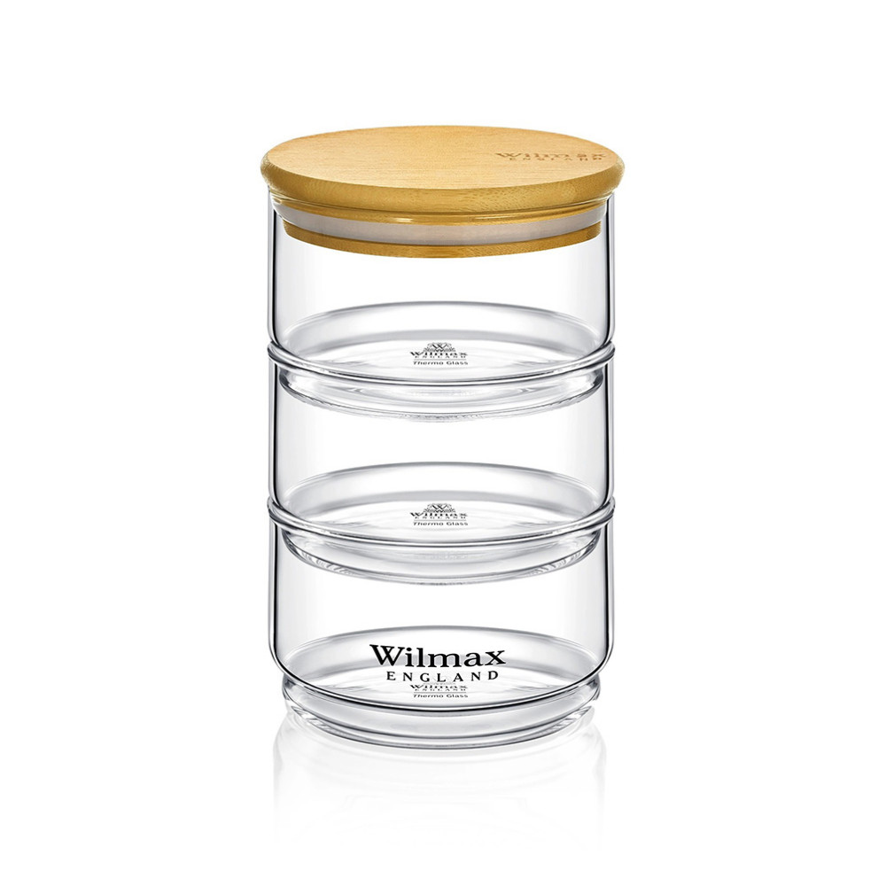  Емкость для подачи трехъярусная с крышкой Bamboo 650 мл x3 12x19 см Wilmax WL-888522 / A