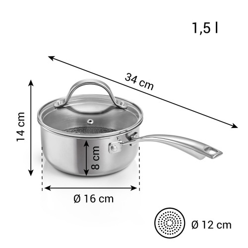  Ківшик з нержавіючою ручкою з кришкою Steel craft 1,5 л 16x8 см Tescoma 780580