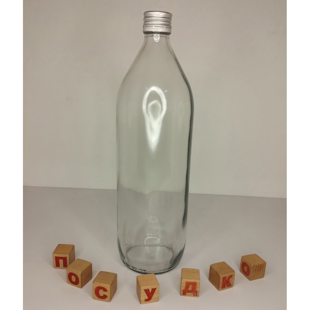  Пляшка з різьбовим горлом з кришкою ковпач PP28 прозора Сік 1 л EuroGlass 6441009