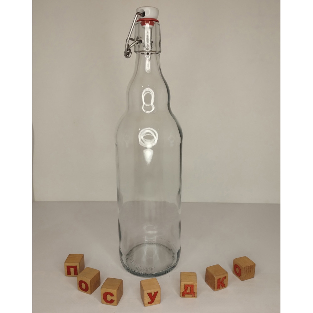  Пляшка з бугельним корком прозора Litva 1 л EuroGlass 442100