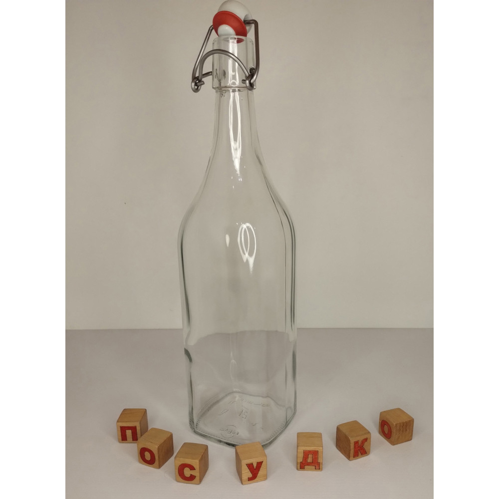  Пляшка з бугельним корком квадратна прозора Homemade 1 л EuroGlass 606100