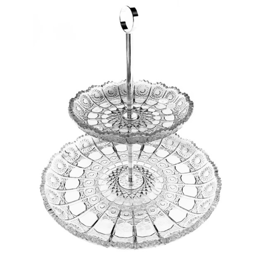 Етажерка дворівнева на ніжці з ручкою Classic 32 см Crystal Bohemia 61138/57030/320