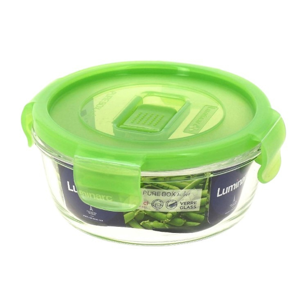  Контейнер для зберігання круглий з герметичною кришкою Box pure active green 420 мл Luminarc, UAE