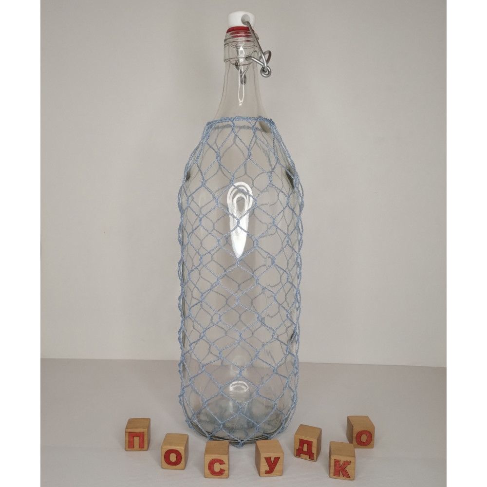  Пляшка з бугельним корком у захисній сітці прозора Vodka 2 л PosudKo