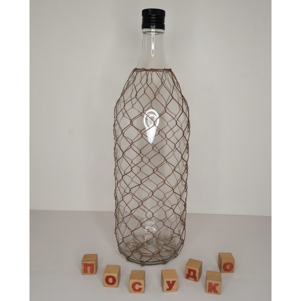  Пляшка з кришкою у захистній сітці ковпач PP31,5 прозора Vodka 2 л PosudKo