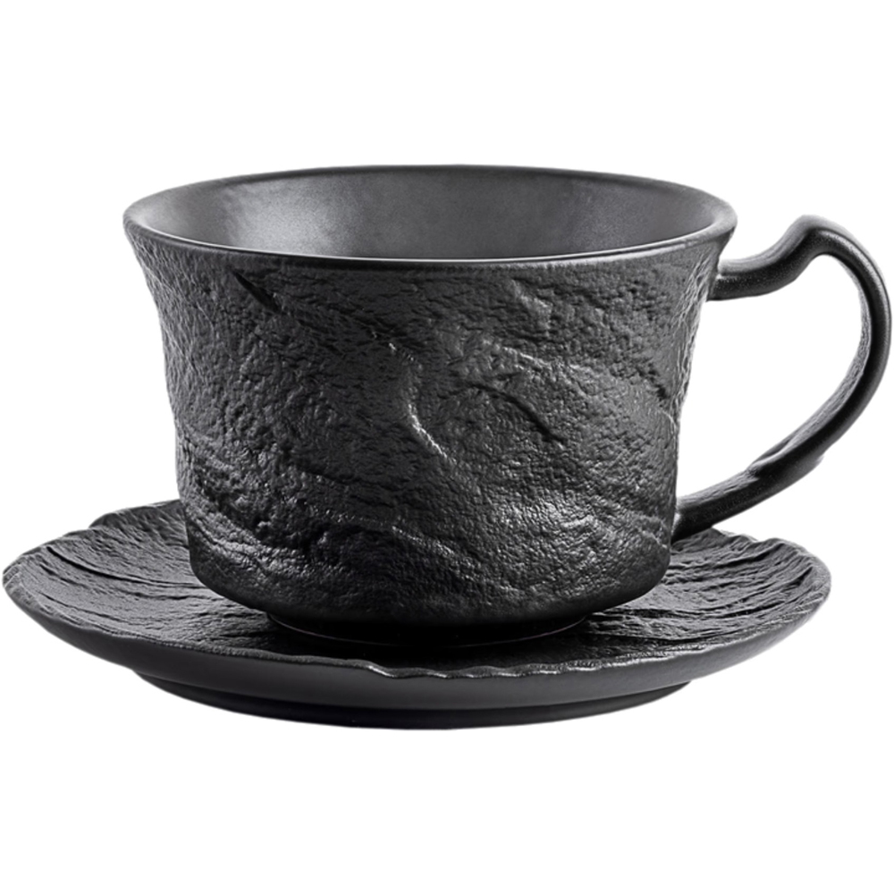  Чашка для кави з блюдцем чорна Slatestone black 190 мл Wilmax WL-661151 / AB